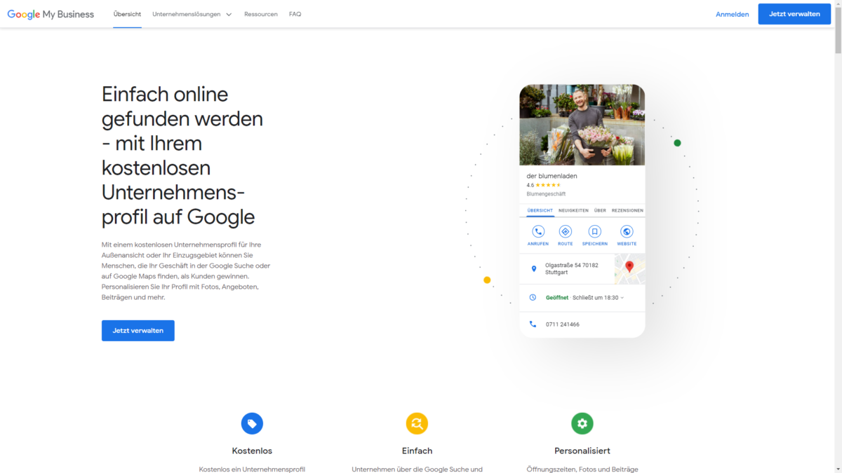 Google My Business Startseite