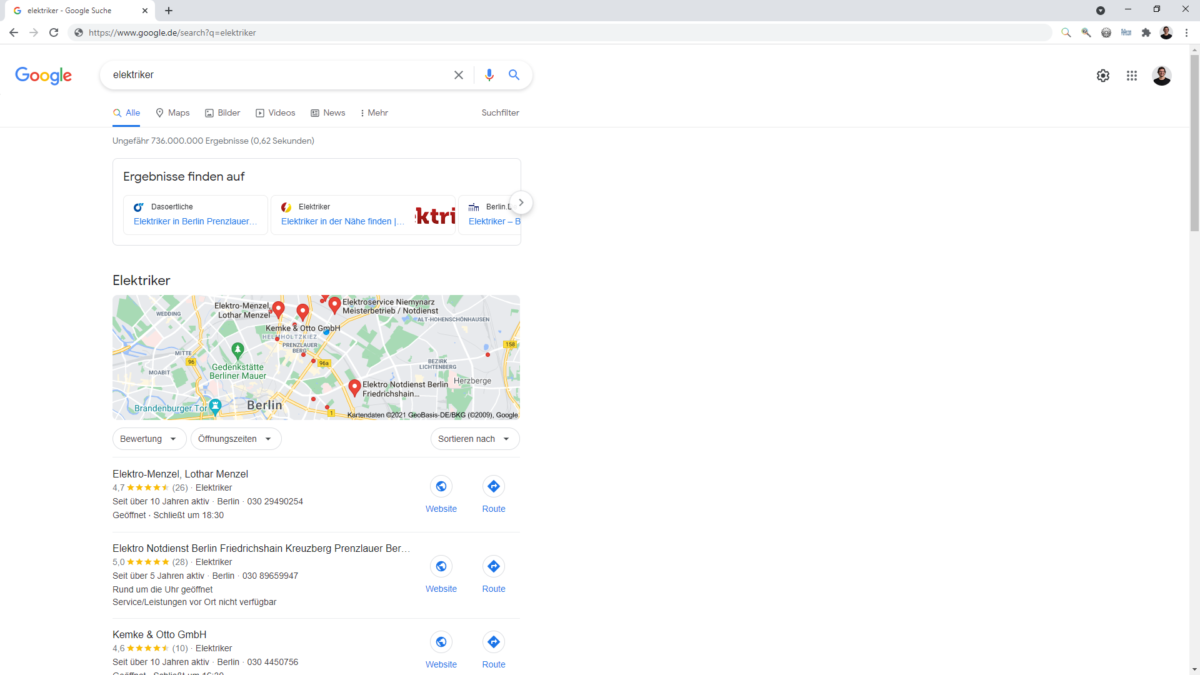 Suchergebnisse für "Elektriker" bei einer in Berlin gestellten Suchanfrage