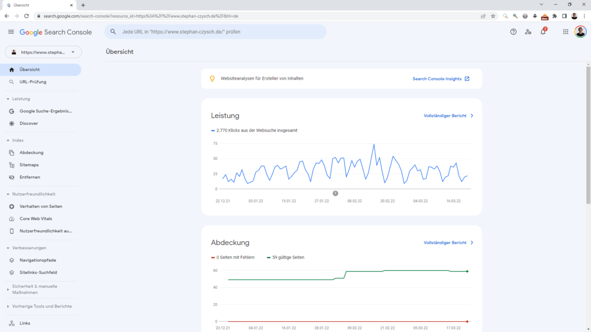 Google Search Console Startseite