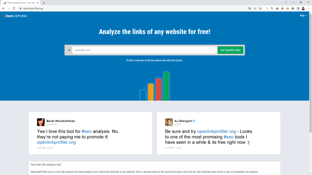 OpenLinkProfiler Startseite