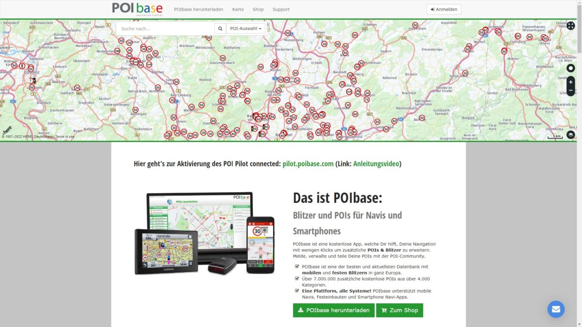 POIbase: Unternehmen in Navigationsgeräte eintragen