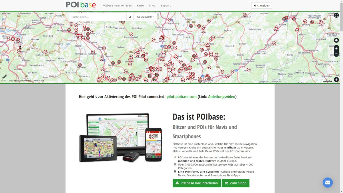 POIbase: Unternehmen in Navigationsgeräte eintragen