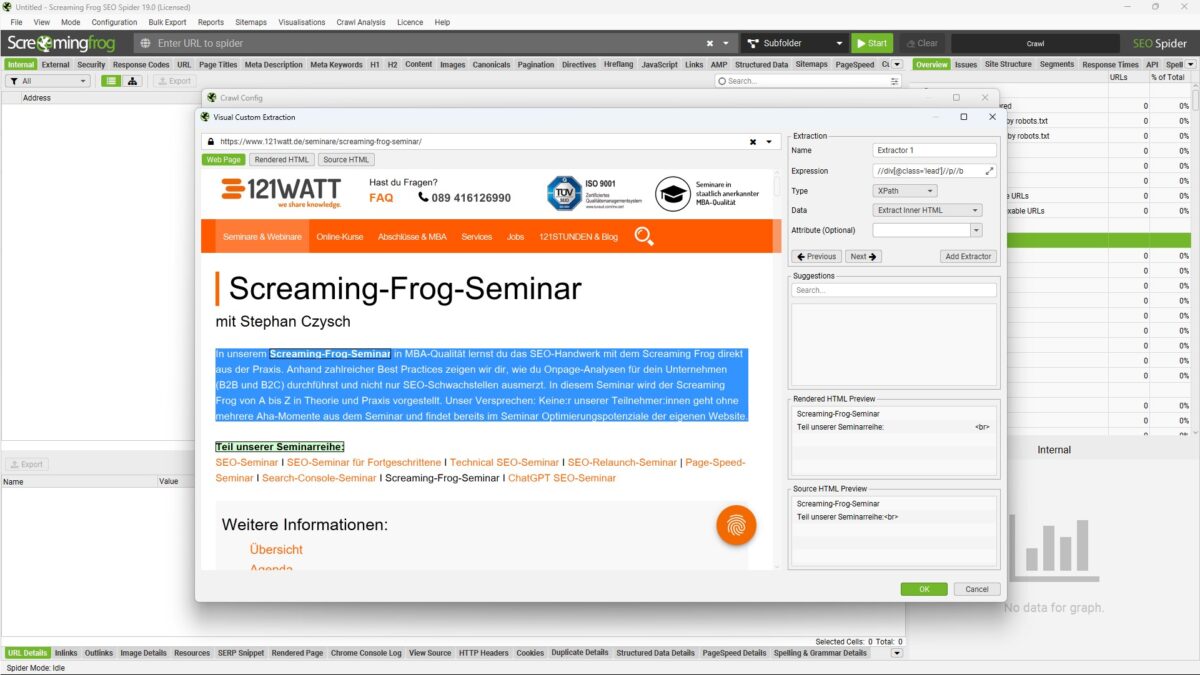 Screaming Frog Custom Extractions: Beispiele für XPath